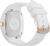 The back of a white Ice Watch with rose gold accents is shown against a white background. Produktbild-Vorschau