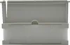 A close-up, front-facing view of a gray plastic skimmer flap with a white foam insert. Produktbild-Vorschau