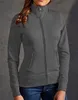 Stehkragen Zip Jacke Plus Size Damen, Stahlgrau, XXL Produktbild-Vorschau 3