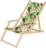 A wooden folding beach chair with a tropical floral pattern. Produktbild-Vorschau