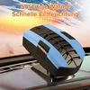 A car heater/defroster placed on a car dashboard with a snowy mountain landscape in the background. Produktbild-Vorschau
