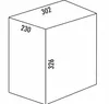 A 3D line drawing of a rectangular prism with dimensions labeled. Produktbild-Vorschau