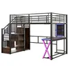 Merax Lit superposé 140x200 cm, avec LED, bureau, armoire, Voir les images du produit 10