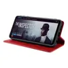 A red flip cover phone case is shown with a smartphone displaying a movie poster. Produktbild-Vorschau