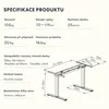 A product specification sheet and diagram for a standing desk frame. Voir les images du produit