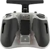 The back of a transparent radio controller with black grips and a silver antenna. Produktbild-Vorschau