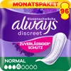 The image shows the packaging of Always Discreet sanitary pads, with a product image and promotional text. Produktbild-Vorschau