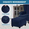 (Modrá) Čtvercová stolička kryt Stretch Osmanská krytina Náhled obrázku produktu 3