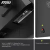 Close-up view of the back ports and joystick of a black MSI monitor, with text describing the ports and controls. Produktbild-Vorschau