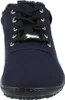 A close-up front view of a navy blue shoe with black laces and a white logo on the lace holder. Produktbild-Vorschau