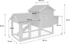 A diagram of a wooden chicken coop with dimensions indicated by measurement lines and text. Anteprima dell’immagine prodotto