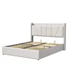 UnboxG Lit coffre en lin 160 x 200 cm – Beige, tête de lit Voir les images du produit 10