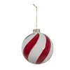 Clayre & Eef Boule de Noël Ø 8x8 cm Rouge Blanc Verre Voir les images du produit 2