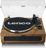 A Lenco LS-410WA turntable with built-in speakers and a clear dust cover, presented on a white background. Produktbild-Vorschau