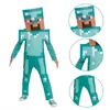 A child wearing a Minecraft Steve Diamond costume, with close-up insets showing details of the costume. Náhľad obrázku produktu