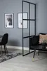 A modern living room with a glass partition, sofa, coffee table, and dining chair. Produktbild-Vorschau
