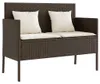 vidaXL Záhradná lavica s vankúšmi Brown Poly Rattan Náhľad obrázku produktu 1
