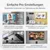 Collage of marketing images showcasing various features of a display monitor. Produktbild-Vorschau