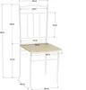 A diagram of a white chair with dimensions labeled. Voir les images du produit