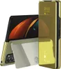 A gold Samsung Galaxy Z Fold2 phone case with a transparent flip cover is shown.