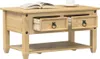 A light brown wooden coffee table with two drawers and a lower shelf, shown from a front-facing angle. Voir les images du produit