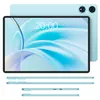 A light blue Teclast P50CASE tablet is shown from the front and back, with additional views of its sides and bottom. The screen displays the time and date. Produktbild-Vorschau
