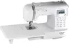 A white Carina Evolution computer sewing machine is shown on a white background with an extended sewing table. Produktbild-Vorschau