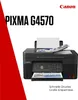 A Canon PIXMA G4570 printer is shown with text and a red graphic element. Produktbild-Vorschau