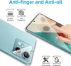 A close-up marketing image showing a phone screen protector with a finger touching it, highlighting its anti-fingerprint and anti-oil properties. The back of a light blue phone is also visible. Produktbild-Vorschau