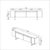 Technical drawings with dimensions of a TV stand. Voir les images du produit