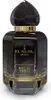 A studio shot of a black and gold perfume bottle. Voir les images du produit