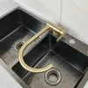 Klappbare Küchenarmatur, faltbar, 360° drehbar, Edelstahl, Gold, 25 cm Höhe Vista previa de la imagen del producto