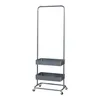 A dark gray metal garment rack with two shelves and wheels, shown against a white background. Produktbild-Vorschau