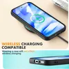A phone case is shown on a wireless charger, with text highlighting its compatibility. Produktbild-Vorschau