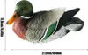 A realistic-looking duck decoy is shown from a side angle against a white background. Dimensions are indicated by measurement lines and text. Produktbild-Vorschau