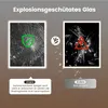 A comparison image showing two types of glass, one labeled 'Our' and the other 'Other', with text and icons indicating safety features. Produktbild-Vorschau