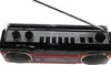 A red and black boombox with a silver control panel and an extended antenna, shown against a white background. Náhled obrázku produktu