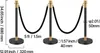 Three stanchions with black velvet ropes are shown with measurement indicators. Produktbild-Vorschau