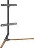 A TV stand base with a central pole and two horizontal mounting brackets, featuring a dark gray metal structure with a light brown wooden accent on the base. Náhled obrázku produktu
