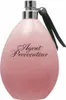A pink perfume bottle with a silver spray nozzle and a black ribbon. Podgląd zdjęcia produktu