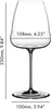 A clear, professional studio shot of a wine glass with dimensions indicated. Produktbild-Vorschau
