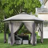Outsunny Gartenpavillon Faltpavillon mit 6 Seitenteile Produktbild-Vorschau 7