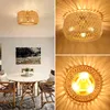 A collage of images showing a rattan ceiling lamp and a dining room setting with a rattan table and chairs. Anteprima dell’immagine prodotto