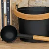 A sauna bucket and ladle set with a sand timer. Náhled obrázku produktu