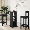 A black bar table and two bar stools are set up in a room with a large potted plant and shelves on the wall. Produktbild-Vorschau