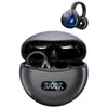 A pair of black wireless earbuds and their charging case are displayed against a white background. The charging case is open, revealing the earbuds inside. A digital display on the front of the case shows '100' and 'L' and 'R' indicators. Produktbild-Vorschau