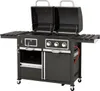 A black gas and charcoal combination grill is shown against a white background. Produktbild-Vorschau