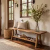 Banco d'ingresso in legno massello, lungo 140 cm, in stile Anteprima dell’immagine prodotto 4