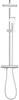A chrome shower system with a rain shower head and a handheld shower head on a vertical pole. Anteprima dell’immagine prodotto