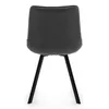 The back view of a gray upholstered chair with black metal legs. Podgląd zdjęcia produktu